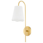 Mitzi - Dorothy 1 Light Wall Sconce, Aged Brass - Dorothy resides where classic meets edgy, pairing sleek details with fanciful flair. The aged brass or old bronze stem is exaggerated to reveal a crisp linen shade, finished with a wavy edge for an ultra-cool effect.