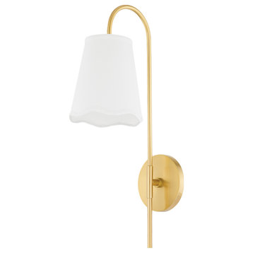 Dorothy 1 Light Wall Sconce, Aged Brass