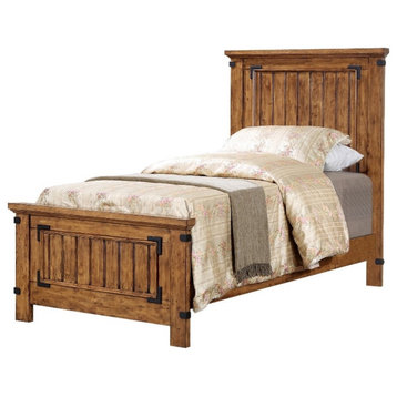 Coaster Brenner Wood Farmhouse Rustic Twin Platform Bed in Brown