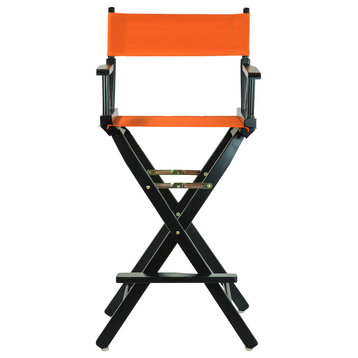 30" Director's Chair With Black Frame, Tangerine Canvas