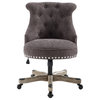 Linon Sinclair Upholstered Swivel Office Chair with Wheels in Charcoal Gray