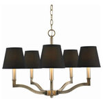 Golden Lighting - Golden Lighting 3500-5 AB-GRM Waverly, Chandelier 5 Light Steel Tuxedo Black Cl - Streamlined classic forms have a timeless appealBWaverly Chandelier 5 Aged Brass Tuxedo Sh *UL Approved: YES Energy Star Qualified: n/a ADA Certified: n/a  *Number of Lights: 5-*Wattage:60w Candelabra bulb(s) *Bulb Included:No *Bulb Type:Candelabra *Finish Type:Aged Brass