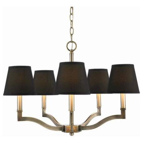 Golden Lighting 3500-5 AB-GRM Waverly, Chandelier 5 Light Steel Tuxedo Black Cl