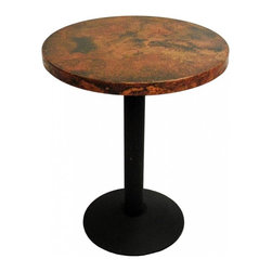 Round Copper Bar Height Table with Cast Disc Base - Indoor Pub And Bistro Tables
