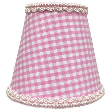 Pink Gingham Empire Chandelier Lamp Shade Decorative Trim, Single