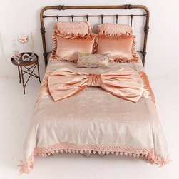 Beau Bedding Design - Lace and Bows on Luxurious Blush Velvet - Reversible - Products