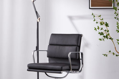 Chaises de bureau design sans roulettes en cuir noir