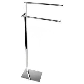 Chrome Towel Stand With Colorful Thermoplastic Resin Base, Chrome