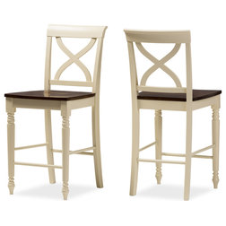Traditional Bar Stools And Counter Stools Country Cottage Counter-Height Wooden Chairs, Set of 2