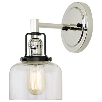 Uptown 1-Light Wrenley Wall Sconce, Polished Nickel and Black
