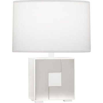 Robert Abbey Blox 1 Light Table Lamp, White Enamel/Polished Nickel - WH578