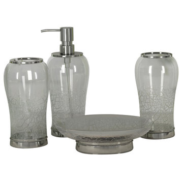 nu steel Coyote Soap Dish Tumbler and Lotion Pump, Set of 4