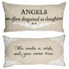 Daughters Quote Double Sided Pillow With Removable Silver Winged Heart Pin