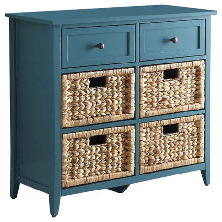 Benzara BM154277 Flavius Console Table With 6 Drawers, Blue