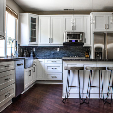 Dramatic white shaker kitchenin Newbury Park
