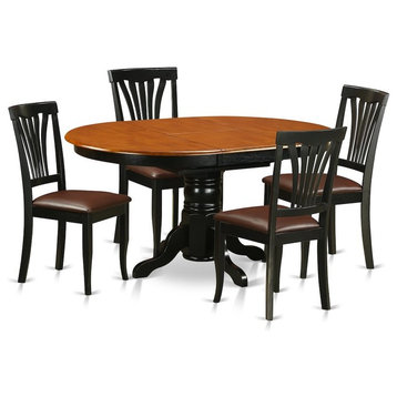 5-Piece Dining Room Set For 4-Oval Dinette Table With Leaf And 4 Dining Chairs