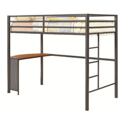 COASTER 460229 GUNMETAL METAL TWIN WORKSTATION LOFT BED - Kids Beds