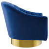 Fan Armchair, Velvet Accent Chair, Gold Glam Luxe Chic Club Chair Arm Chair, Blu