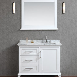 42 inch Single Sink White Bathroom Vanity Set With Mirror - Bathroom Vanities And Sink Consoles
