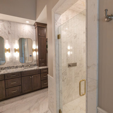 Leawood, Kansas Marble Wrapped Primary Bathroom Remodel