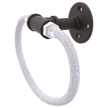 Pipeline Towel Ring with Stainless Steel Braided Ring, Oil Rubbed Bronze