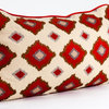 Schumacher embroidered lumbar pillow cover in pomegranate, linen pillow cover, 1