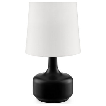 Benzara BM240453 Table Lamp With Teardrop Metal Base and Fabric Shade, Black