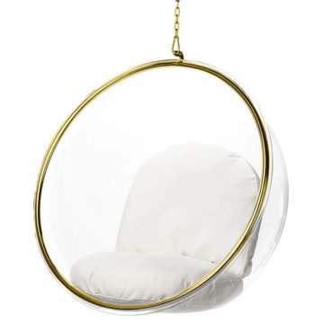 Bubble Clear Hanging Chair, Gold, 24x41"