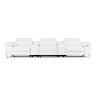 Zuri furniture posh white top grain leather modern corner sale sectional sofa
