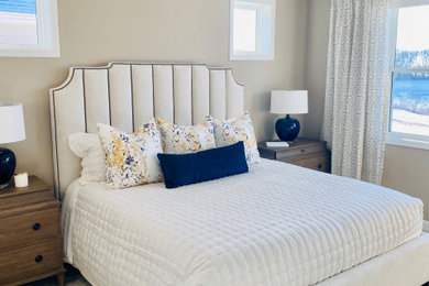 Transitional master carpeted bedroom photo in Minneapolis