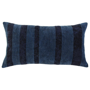 Navy Dimensional Stripe Modern Lumbar Pillow