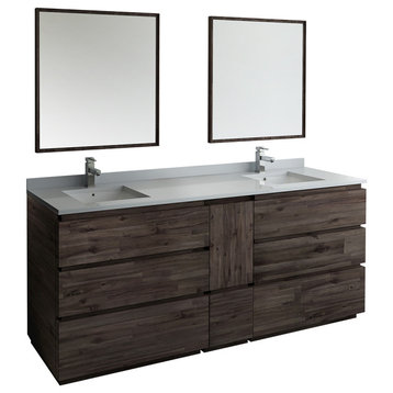 Formosa Floor Standing Double Sink Modern Bathroom Vanity With Mirrors, 84"