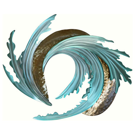 Coastal Home Decor 'Sea and Sand' - Abstract Ocean Waves Art on Stainless Steel