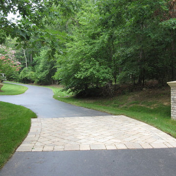 Paver Driveway Apron and Brick Posts W Precast Caps