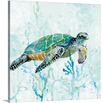 "Sea Turtle Swim I" Wrapped Canvas Art Print, 20"x20"x1.5"