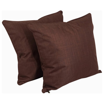 25" Double-Corded Polyester Square Floor Pillows With Inserts, Set of 2, Cocoa