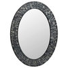 DecorShore 32"x24" in Oval Shape Hanging Black & Silver Wall Mirror