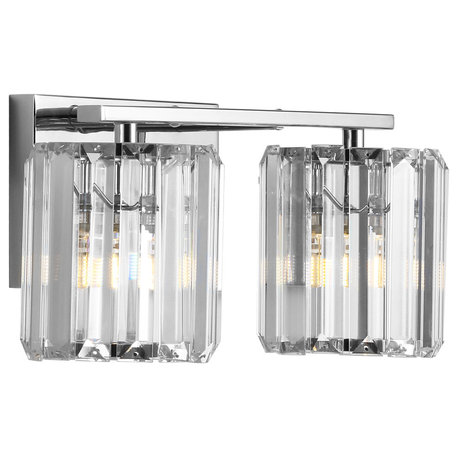 Coco Prism Vintage Metal/Glass Glam LED Vanity Light, Width: 13.5"