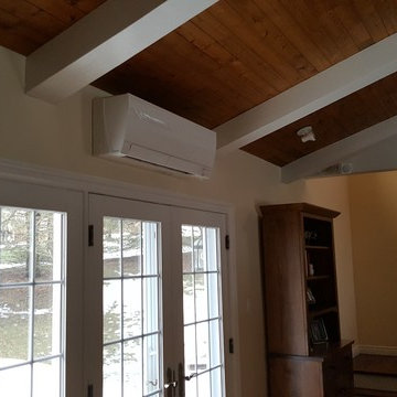 New Ductless Heat Pump installation with beige lineset cover