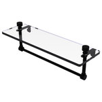 Allied Brass - Foxtrot 16" Glass Vanity Shelf with Towel Bar, Matte Black - Add space and organization to your bathroom with this simple, contemporary style glass shelf. Featuring tempered, beveled-edged glass and solid brass hardware this shelf is crafted for durability, strength and style. One of the many coordinating accessories in the Allied Brass Foxtrot Collection, this subtle glass shelf is the perfect complement to your bathroom decor.
