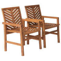 Patio Wood Chairs, Set of 2, Brown