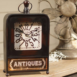 Metal "Antiques" Table Clock    $24.00 Mark the time with our charming metal ta - Products