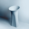 ADM Circular Freestanding Pedestal Sink, White, 19", Glossy White