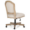 Oakes Upholstered Swivel Office Chair, Beige + Natural, 100% Polyester + Rubber