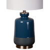 Two Toned Teal Ceramic Table Lamp, Set of 2
