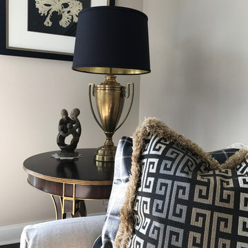 Black, White and Gold Formal Living Room