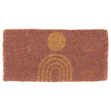 Natural Coir Doormat With Rainbow and Circle