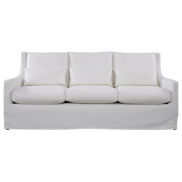 Sloane Salt Fabric Upholstered 3-Seat Sofa 90"