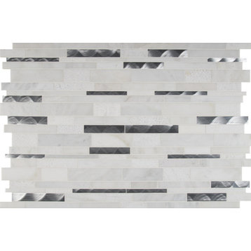 Moderno Blanco Interlocking Metal/Stone Blend Mosaic, 10 Sheets