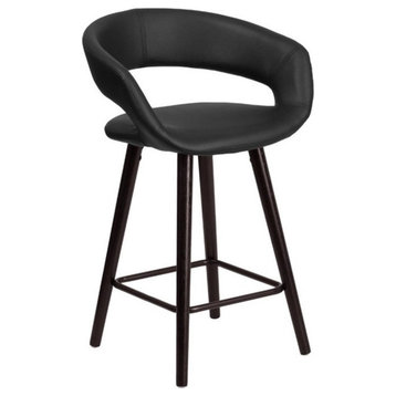 Flash Furniture 24" High Faux Leather Counter Stool in Black